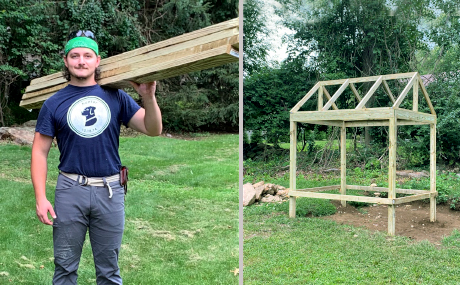 photo of Harrison Gilberti building aquaponics farm